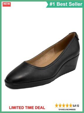 Wedge Heel Slip-On Comfort Pump for Work & Walking